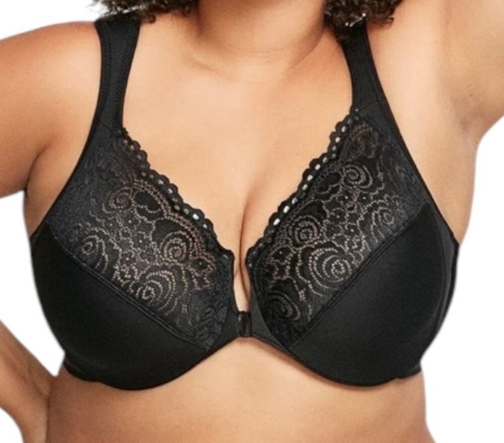 Glamorise Bra 1245 Wonderwire front close underwire black size 34H